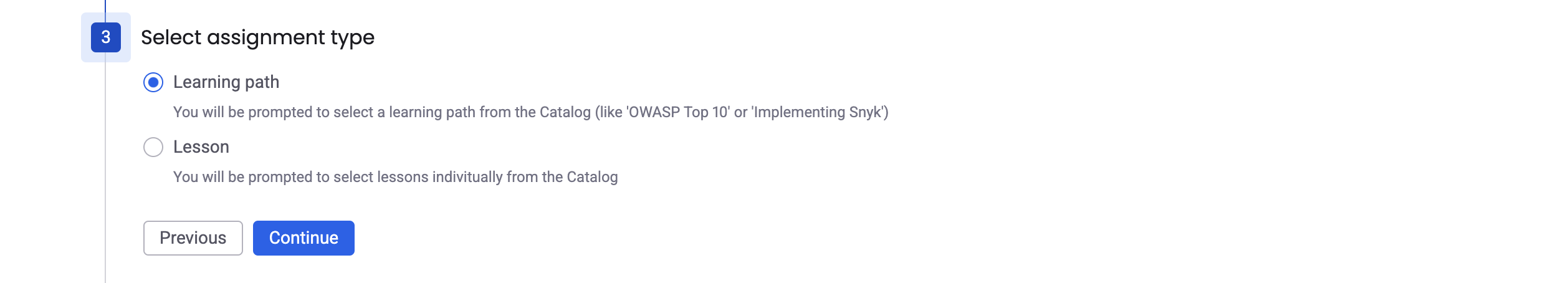 Select the assignment type